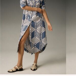 Maeve Blue and White Geometric Dress